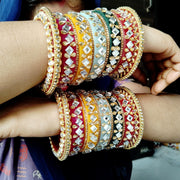2 Pearl Bangles Stylish Material :White Pearl on metal bangles