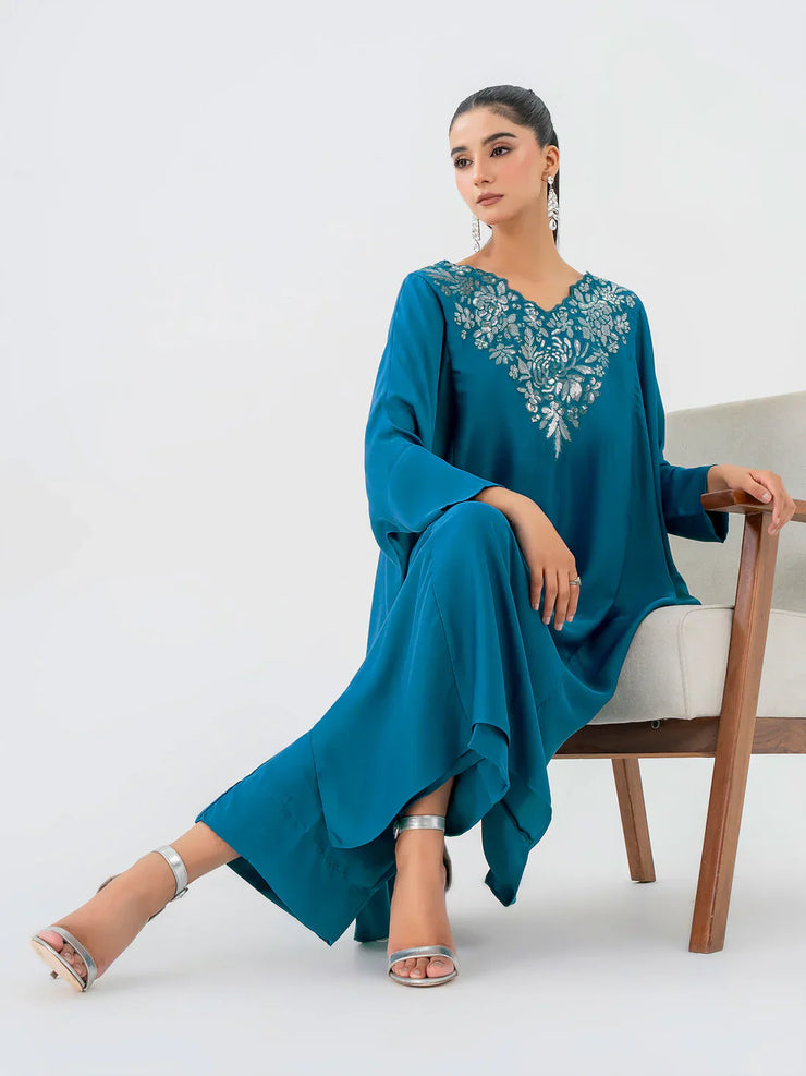2 Piece Silk Suit-Embellished